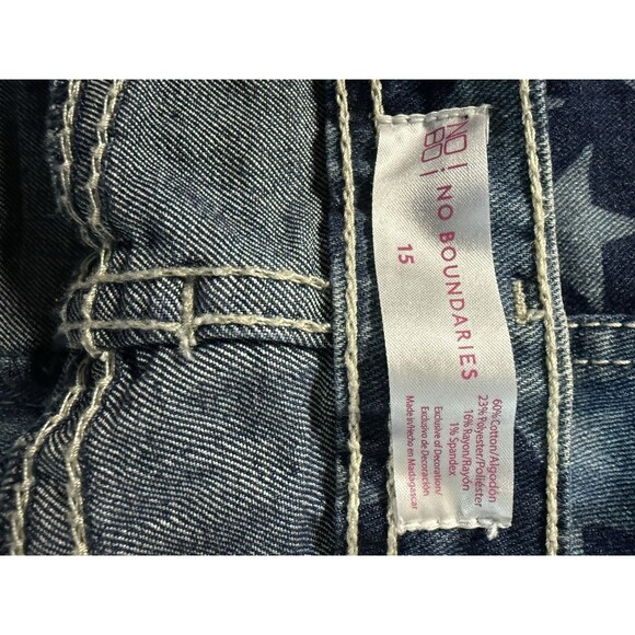 Patriotic Short Shorts Denim W Stars And Red Trim Size 15 Junior - Picture 5 of 6